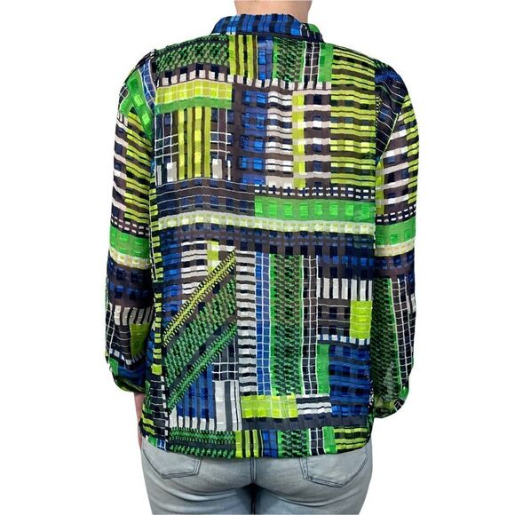 RUBY RD Green And Blue sheer blouse - Picture 3 of 7